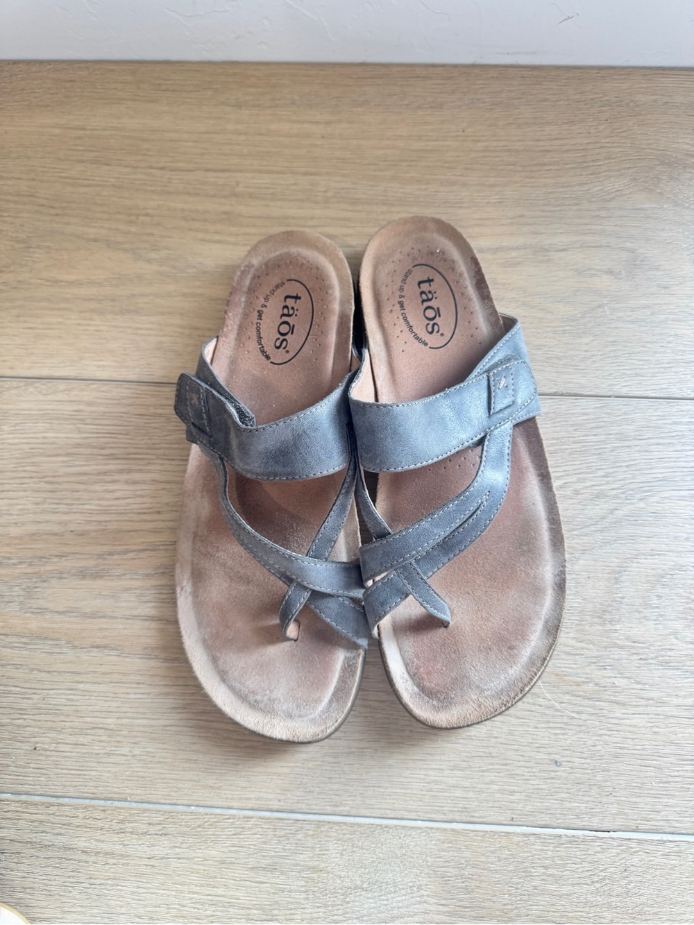 Taos Perfect Blue Leather Toe Strap Sandals